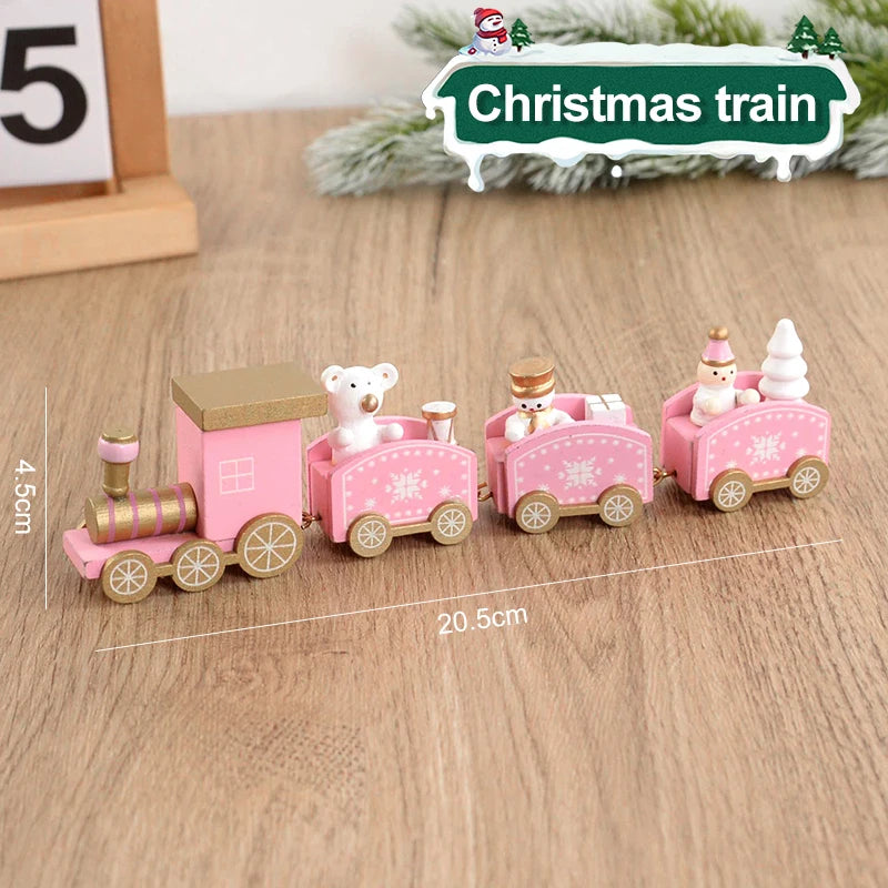 Christmas Wooden Train Merry Christmas Decorations for Home 2024 Xmas Tree Ornament  Navidad Noel Kids Gift Happy New Year 2025