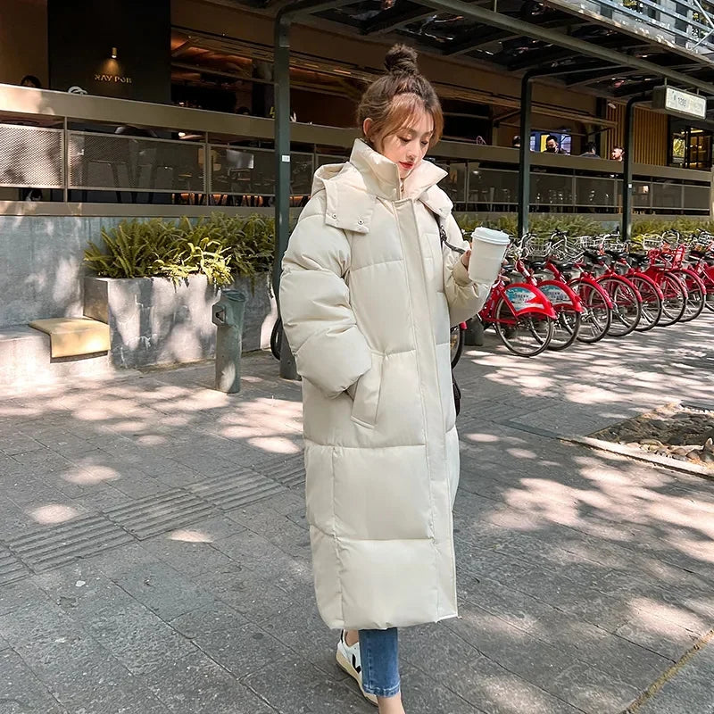 Winter Jacket 2023 New Long Straight Coat Casual Women Parkas Clothes Hooded Waterproof Jacket Female Snow Wear Outerwear