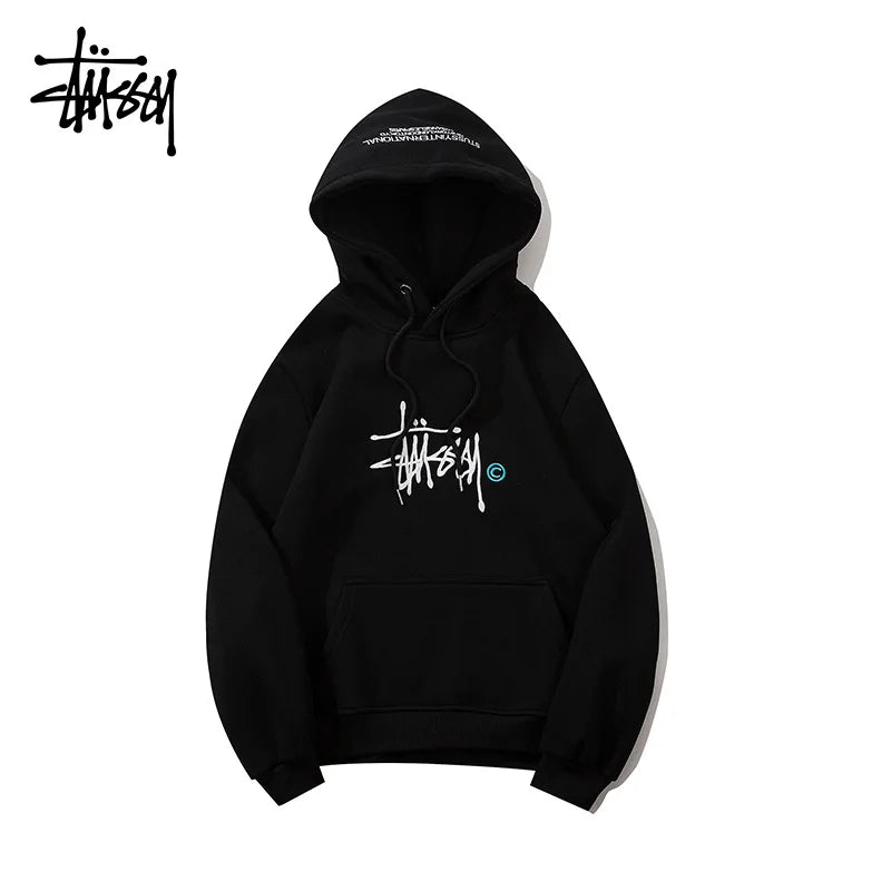STUSSY 8 High Quality Embroidered Sports Hoodie Men's Sweatirt Spring Autumn Casual Loose Fit Hoodie Trend Cotton