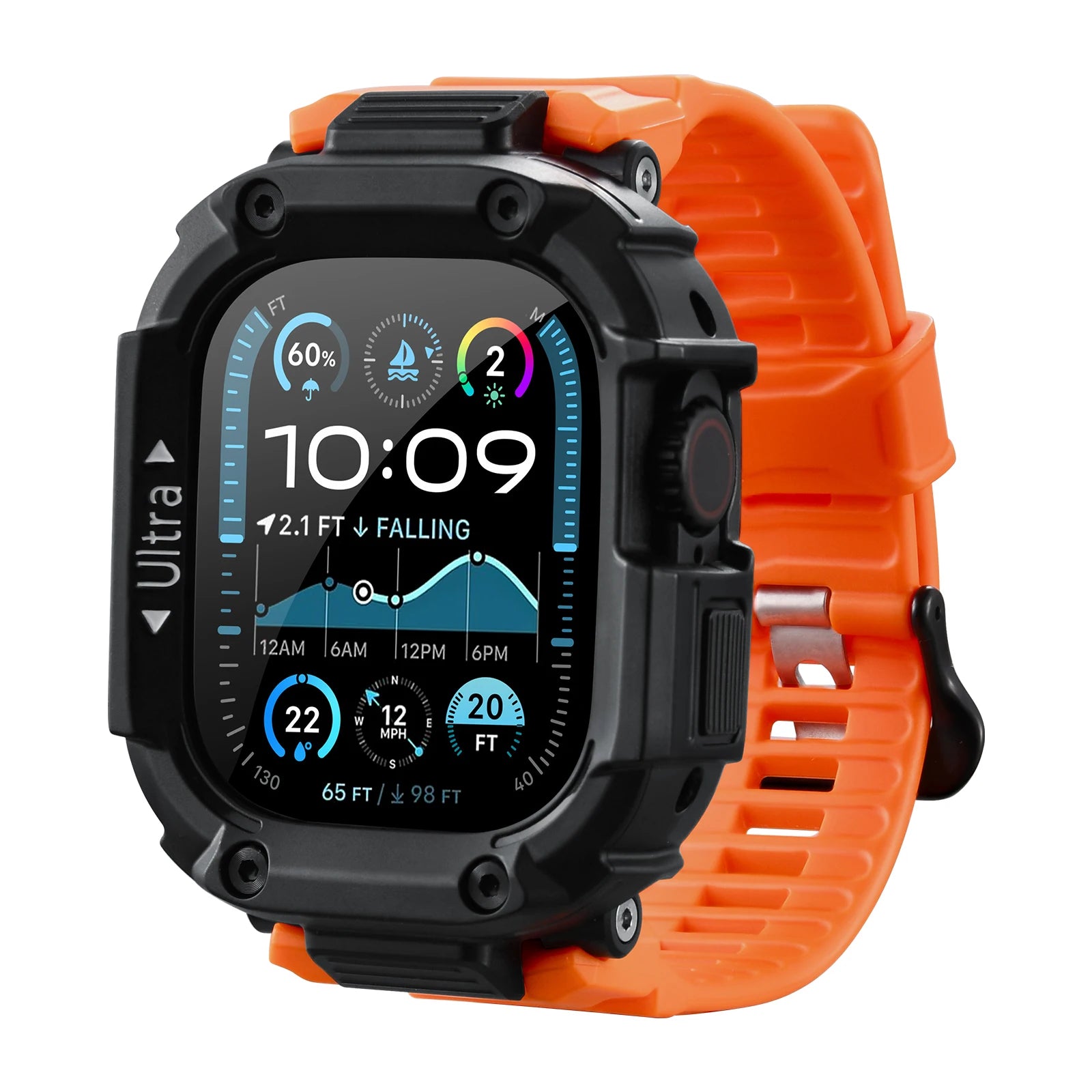 Oatsbasf Protector Frame Cover for Apple Watch Ultra 1/2 49mm Case Bumper Protective Drop Resistant Case for iWatch Series 1 2