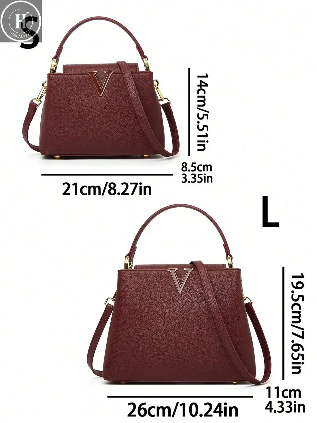 A fashionable crossbody bag with detachable shoulder straps and pebble-patterned leather for ladies HALALZEN