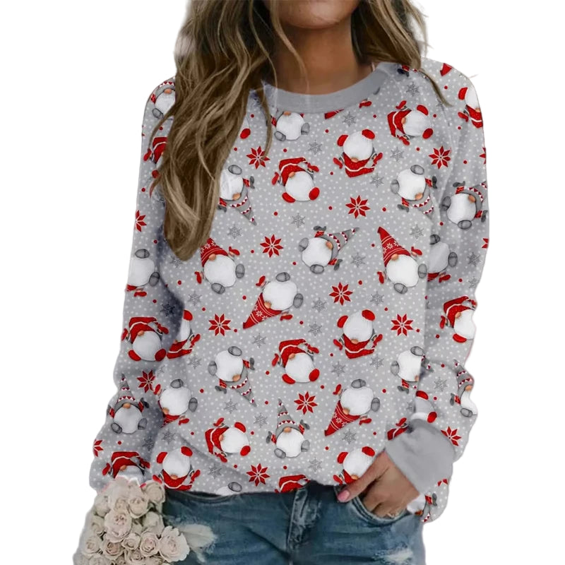 3D Print Women's Sweatshirts Christmas Snowman Sweatshirt Santa Claus Casual Crewneck Hoodie Y2k Street Fashion Pullover Tops