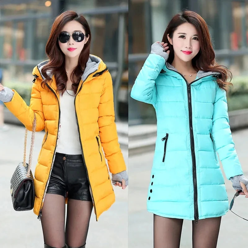 Fashion Casual Women Waterproof Down Cotton Jacket Autumn Winter Long Parkas Overcoat Warm Thick Lady Hooded Padded Coat