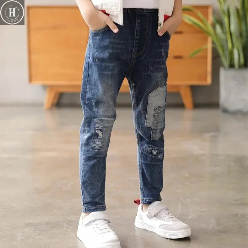 DIIMUU 4-11 Years Kids Jeans Trousers Clothing Boy Jeans Children Denim Pants Spring Autumn Baby Long Pants Toddler Bottoms HALALZEN
