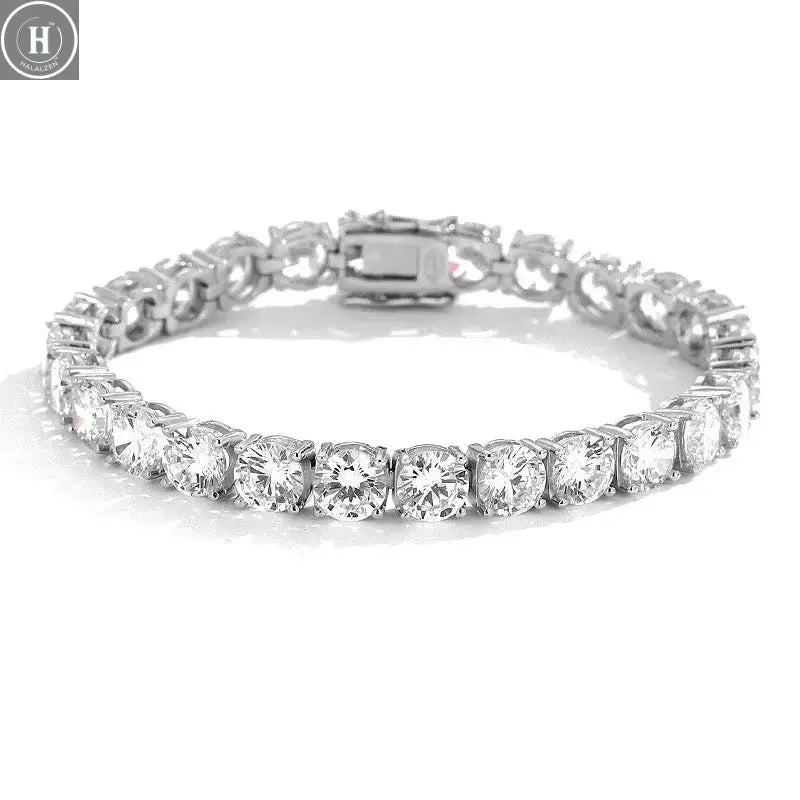 KNOBSPIN 2mm Moissanite Tennis Bracelet 925 Sterling Silver Plated White Gold Bracelet for Women Man Sparkling Party Jewelry HALALZEN