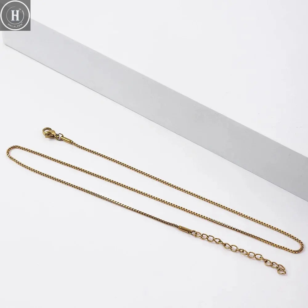 1.2mm Simple Stainless Steel Box Chain Necklace Gold Color Titanium Steel Men Necklace Fashion Women Jewelry Trend Accessories HALALZEN