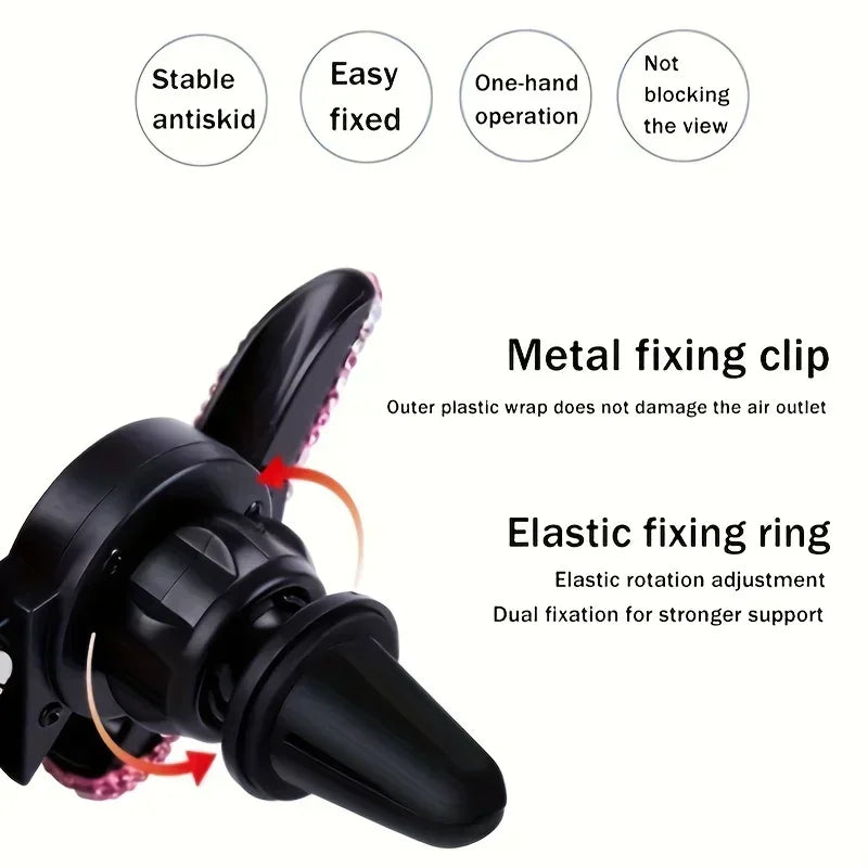 Crystal Car Phone Holder Car Air Vent Mount Clip Mobile Phone Holder Woman Diamond Auto Phone Bracket Interior Accessories Amagi