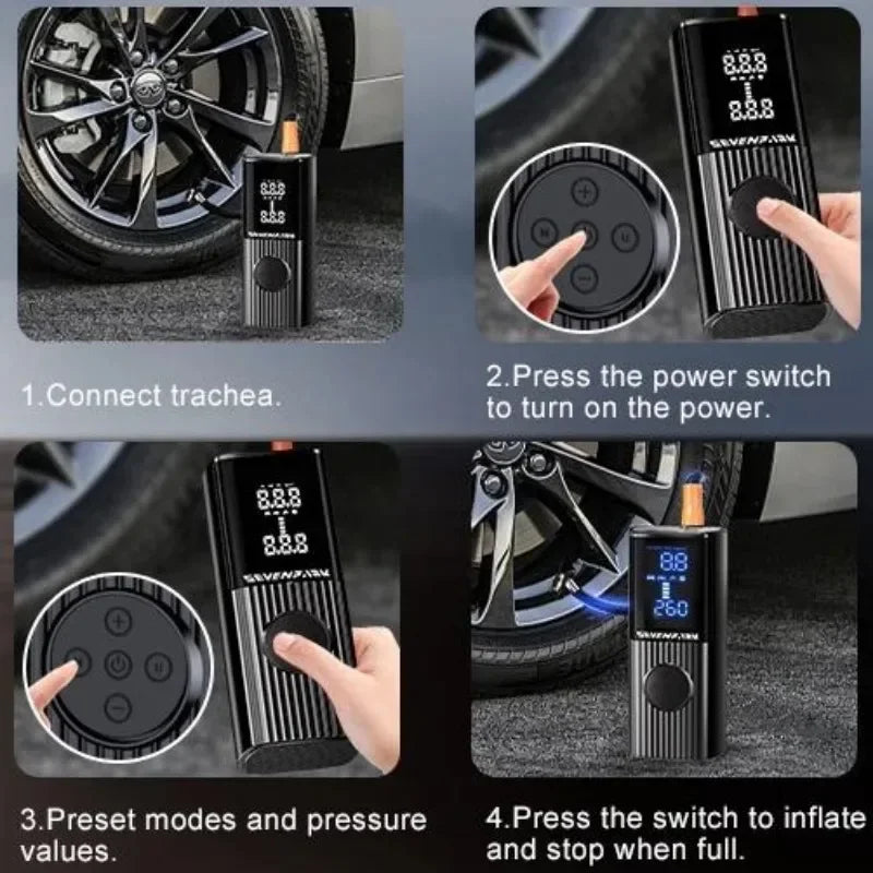 Car Air Pump Tire Inflator Portable Air Compressor，3X Faster Inflation，150PSI & 20000mAh Air Pump for Car Tires ，LCD D