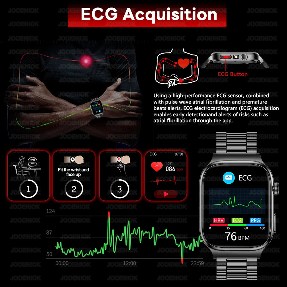 2026 Health Care Smart Watch Men Women BMI Analysis Uric Acid Blood Lipids Blood Pressure Monitoring BT Call AMOLED Smartwatch