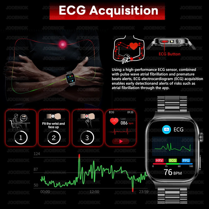 2026 Health Care Smart Watch Men Women BMI Analysis Uric Acid Blood Lipids Blood Pressure Monitoring BT Call AMOLED Smartwatch