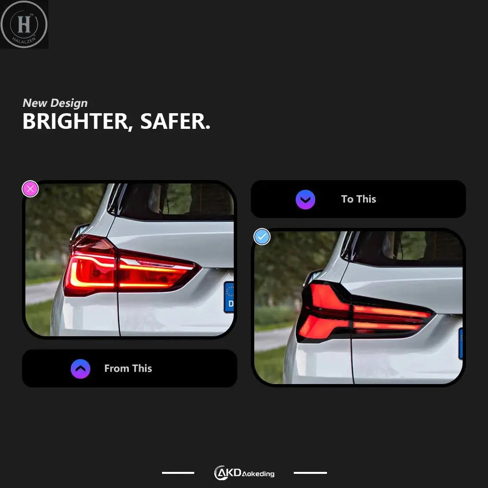 Car LED Tail Light Assemblies For BMW X1 F48 2014-2023 Auto Fog DRL Brake Turn Signal Lamp Plug and Play HALALZEN