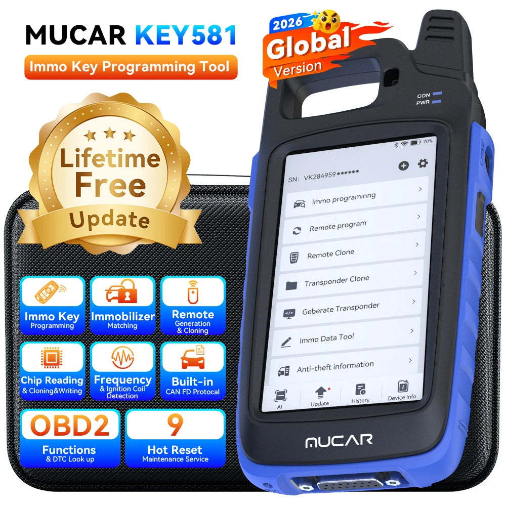 MUCAR KEY581 Universal Key Generator Kit Key Fob Programmer Immobilizer Tool Key Creation IMMO Learning Chip Read Write Cloning