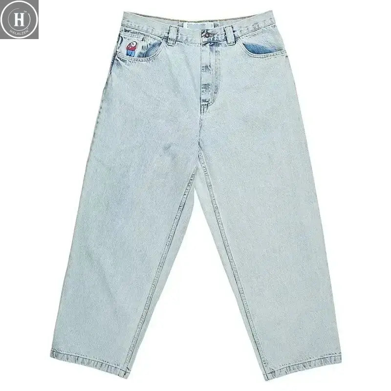 90s Big Boy Jeans for Men Streetwear Baggy Jeans Embroidery Denim Leisure Simple Dime Pants Women Jeans Mujer Hot traf jean HALALZEN