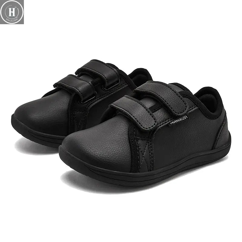 HOBIBEAR Kids Barefoot Shoes Little/Big/Kid Wide Toe Minimalist Sneakers Lightweight Hook Loop Artificial Leather Shoes HALALZEN