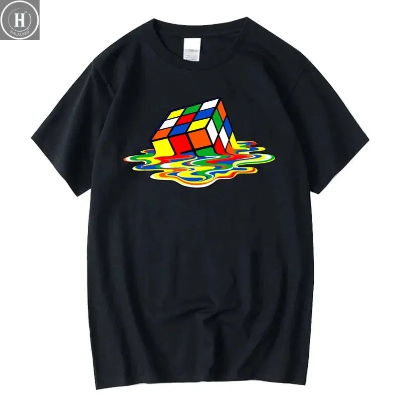Summer Men's T-shirt High Quality 100% Cotton Magic Square Printing O-neck For Men Tees Casual Cool Hip Hop Short Sleeved Tops HALALZEN