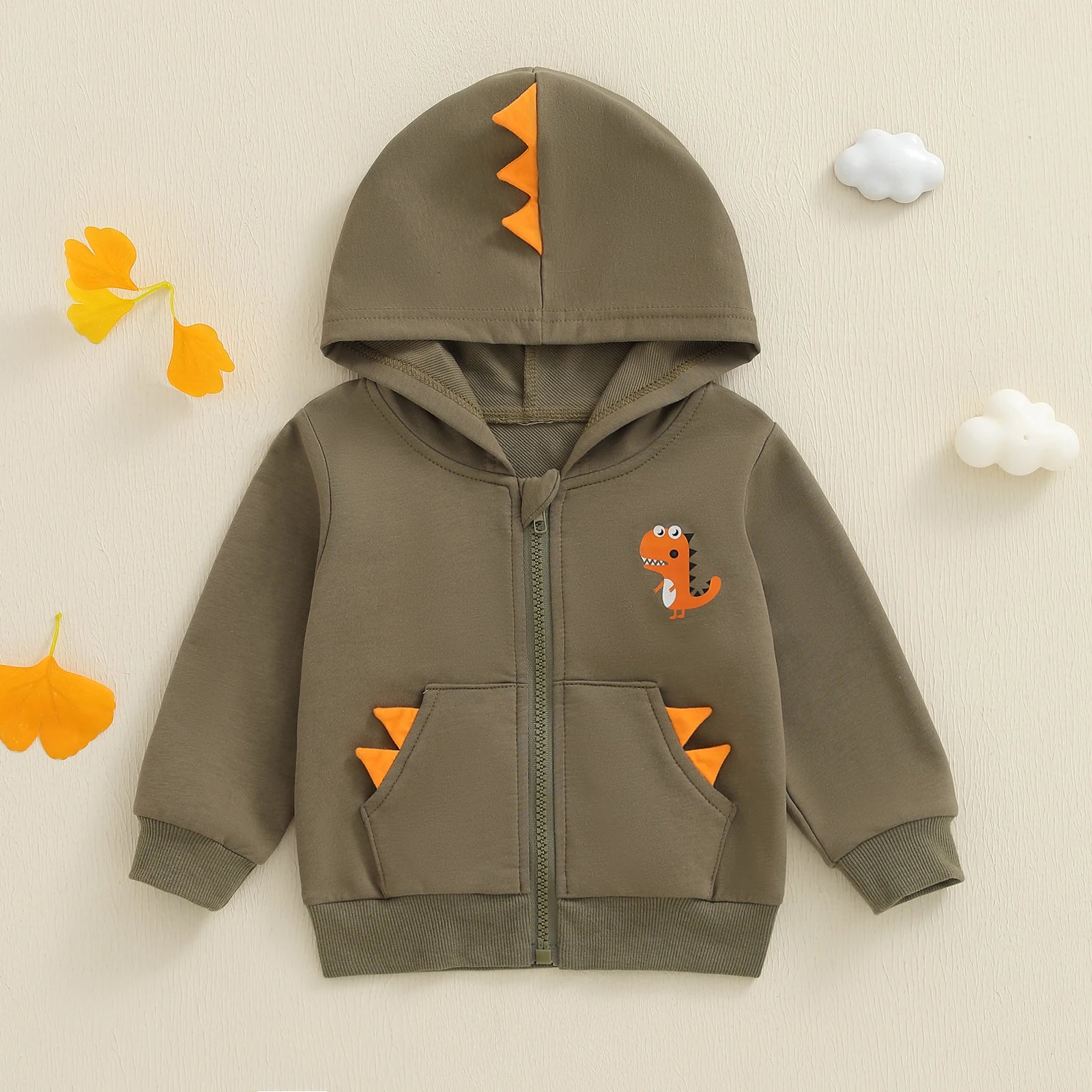 Cute Infant Winter Parka with Fleece Lining Bear Pattern Button Down Hooded Puffer Jacket for Baby Boys and Girls