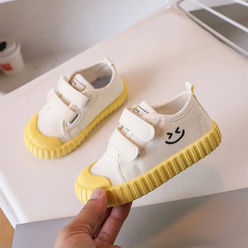 Children's Canvas Shoes Korean Version Smiling Face Casual Shoes Spring Boys Girls Shoes Academy Kindergarten Comfortable  Daily