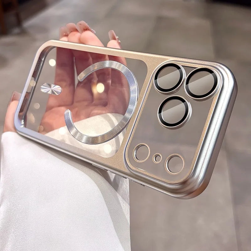 for iPhone17 Luxury Transparent Plating Magsafe Case for iPhone 17 Pro Max 17Pro Air Original Soft TPU Camera Protector Cover