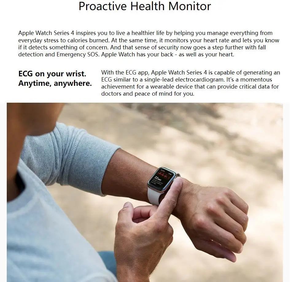 100% Original Apple Watch Series 4 Smartwatch 40MM/44MM GPS Aluminum with Sport Band (Renewed)