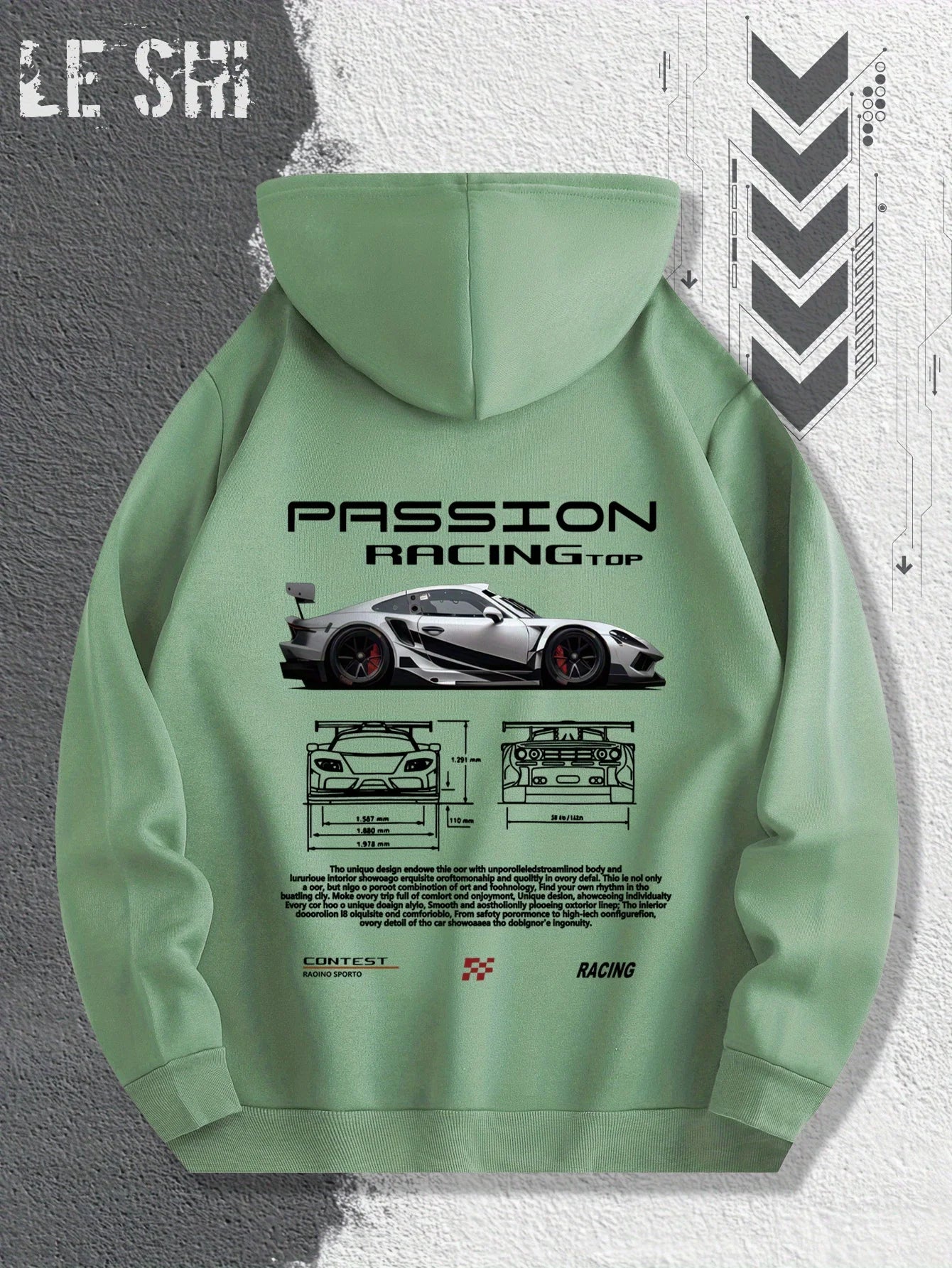 Men'S Passionate Racing Graphic Hoodie Featuring Race Cars and Sports Car Illustrations, Perfect for Everyday Wear