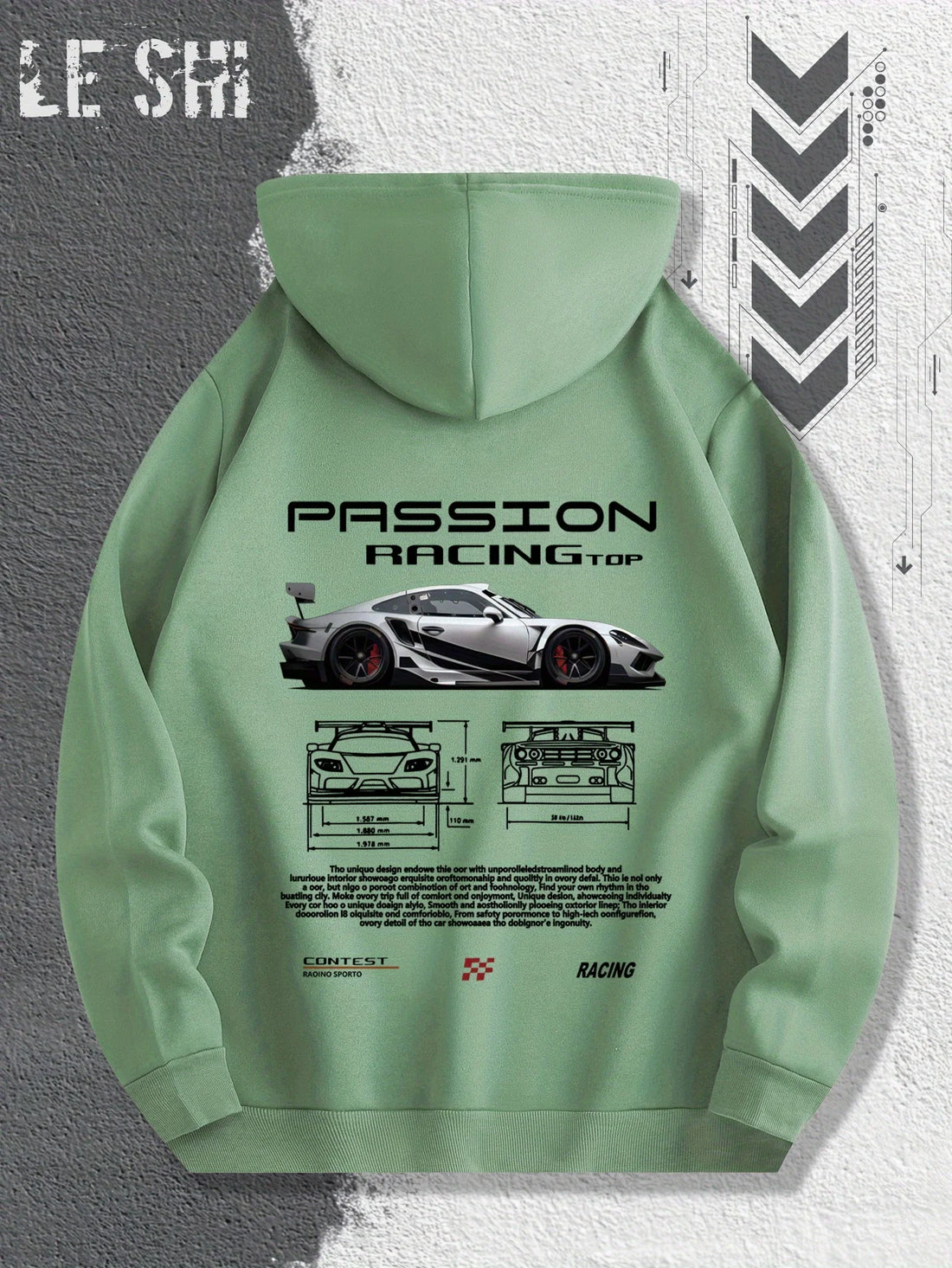 Men'S Passionate Racing Graphic Hoodie Featuring Race Cars and Sports Car Illustrations, Perfect for Everyday Wear