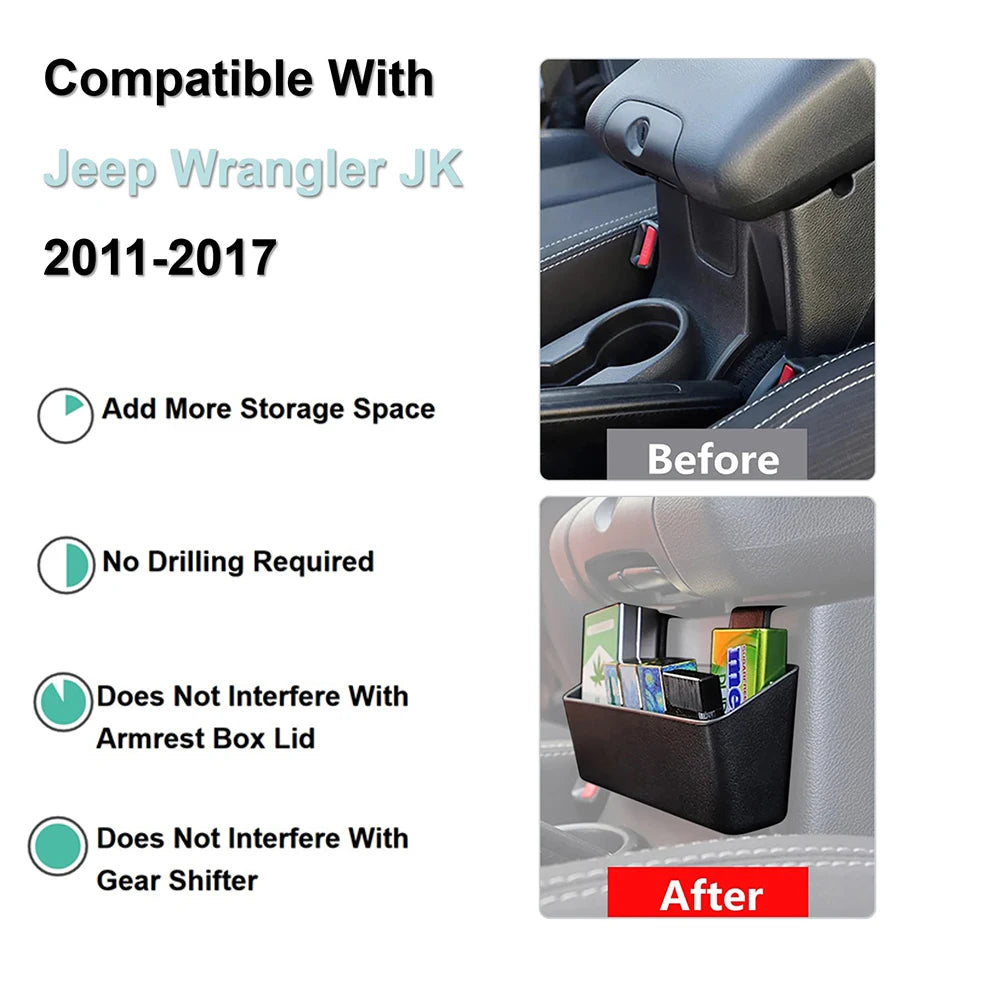 Center Console Hanging Armrest Storage Box Organizer Tray for Jeep Wrangler JK 2011-2017 Car Interior Accessory Stowing Tidying