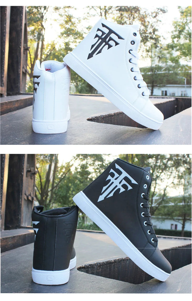 White Sneakers Man Vulcanized Sneakers Male Comfortable High Top Shoes