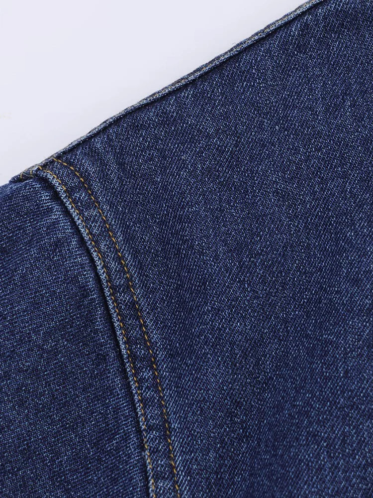 European and American style autumn new fashion trend women's loose versatile stand collar long sleeve denim jacket coat