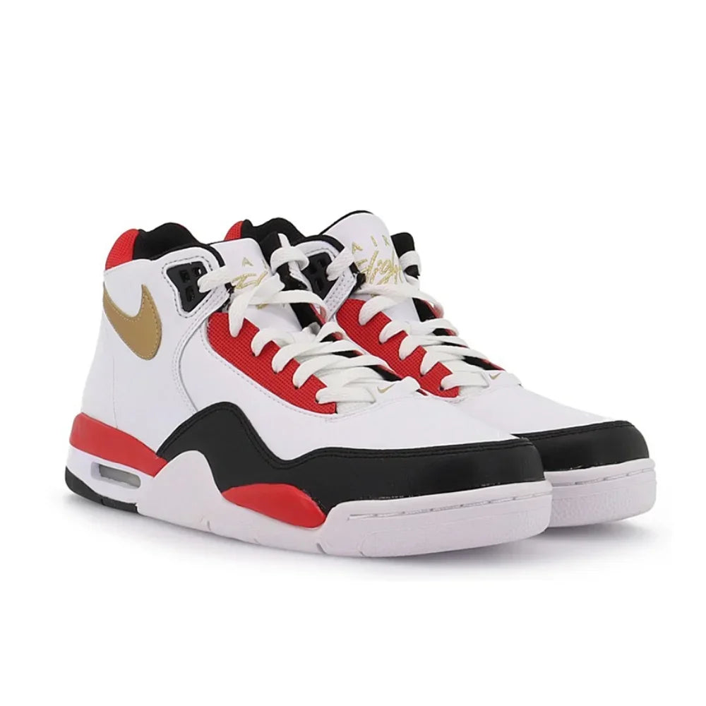 NIKE Original Flight Legacy comfortable and versatile men's mid-top retro basketball shoes red and white