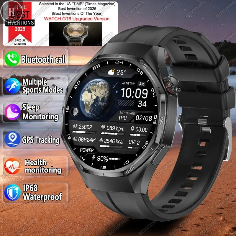 2026 New Watch 6 Pro Smart Watch AMOLED Screen GPS Tracker HD Bluetooth Call Waterproof Sports Health Monitoring Smartwatch Men HALALZEN