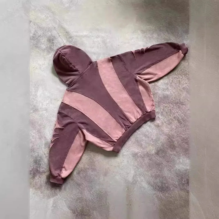 Street Sle Y2K Patchwork Hoodie ex Loose Casual Faionable Hooded Sweatirt Spring 2024 Long Sve Stripe Pattern