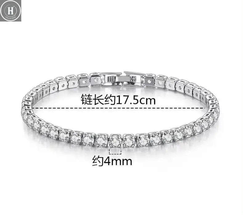 Real 3MM D VVS Moissanite Tennis Bracelet Passes Diamond Sparkling Test Solid S925 Jewelry Wedding Women Gift HALALZEN