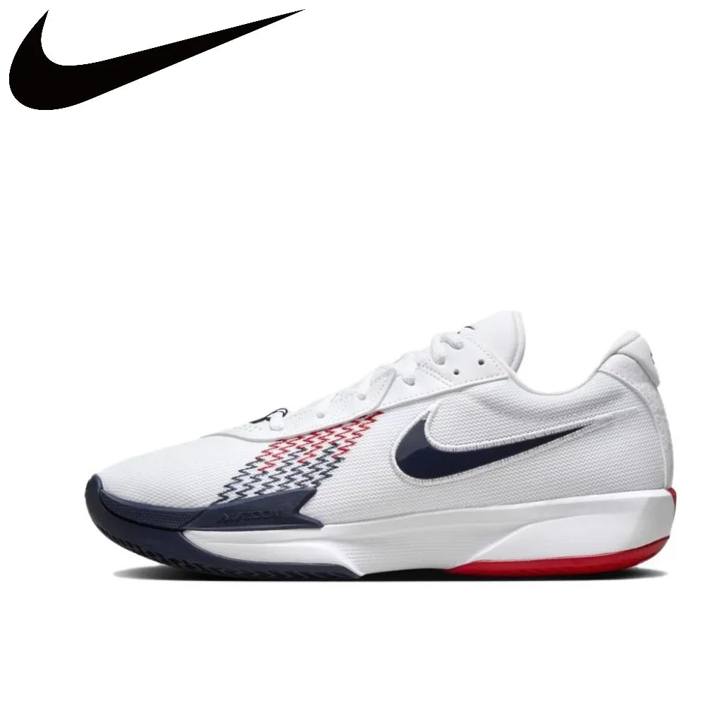 Nike Air Zoom G.T. Cut Academy Men's Low Top Basketball Shoes Comfortable Shock Absorbing Athletic Shoes Gray and White Colorway