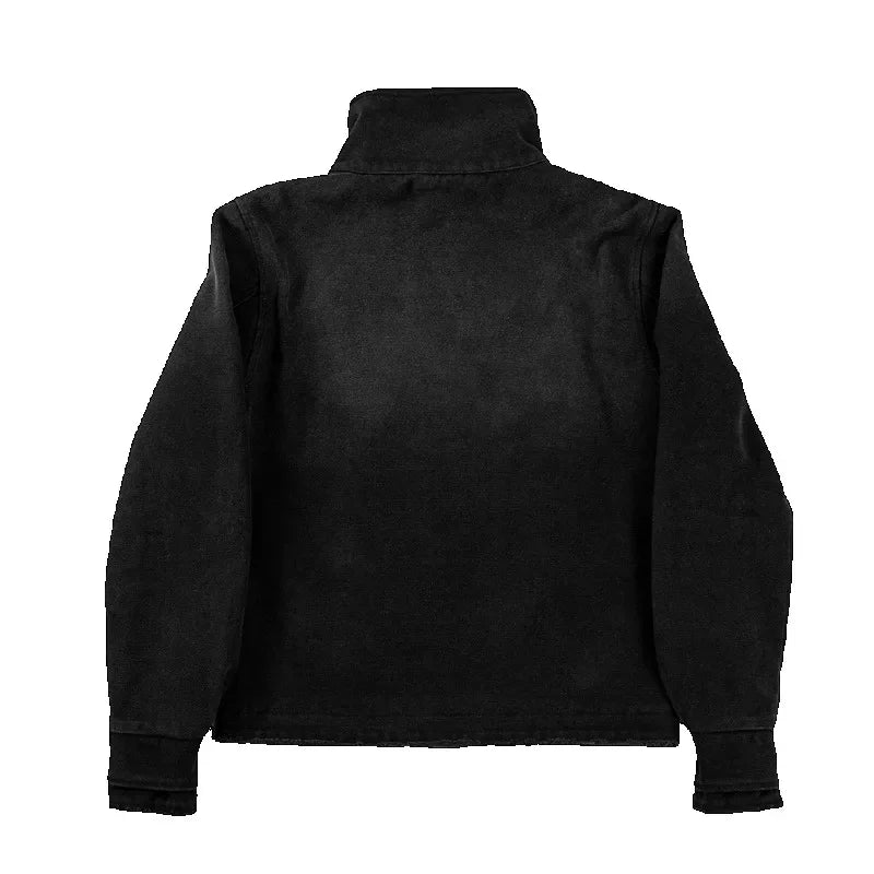 Y2k Fencing Jacket Vintage Wash Gradient Irregular Buttons Unisex Jacket Gothic Harajuku Streetwear Canvas Cotton Casual Jacket