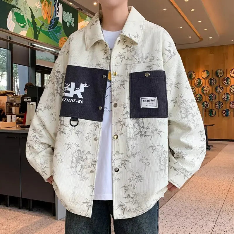 Denim jacket for men in spring and autumn, washed and tie dyed with ripped holes. Design sense of high street heavy-duty jacket