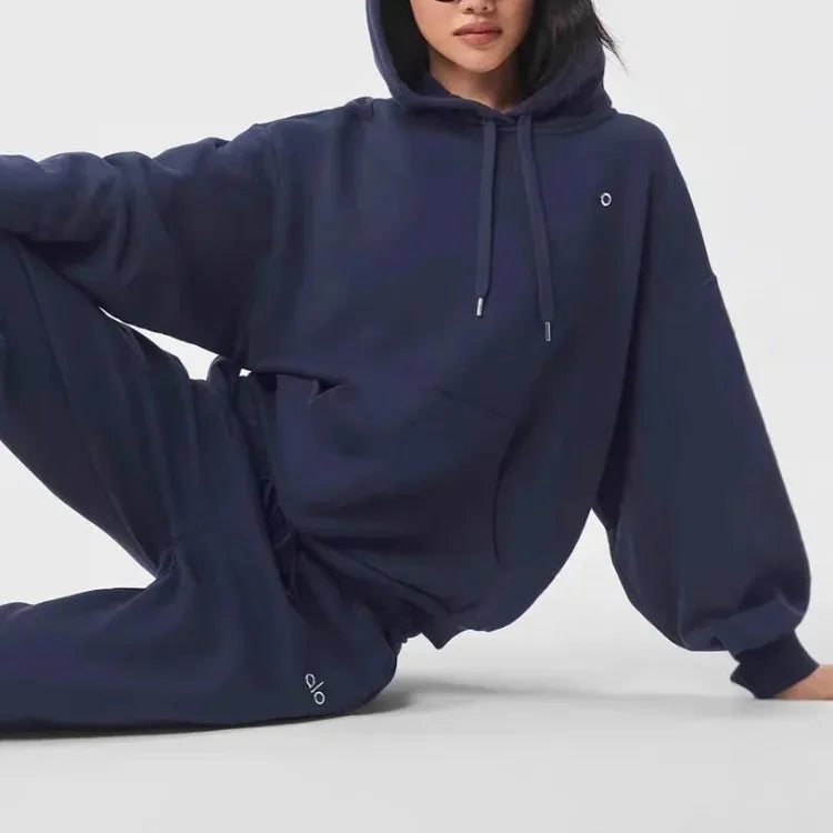 Sports Sweatshirt Women White Cotton Casual Drawstring Loose Pullovers Solid Black Fashion Classic Letter Women's Hoodies Autumn