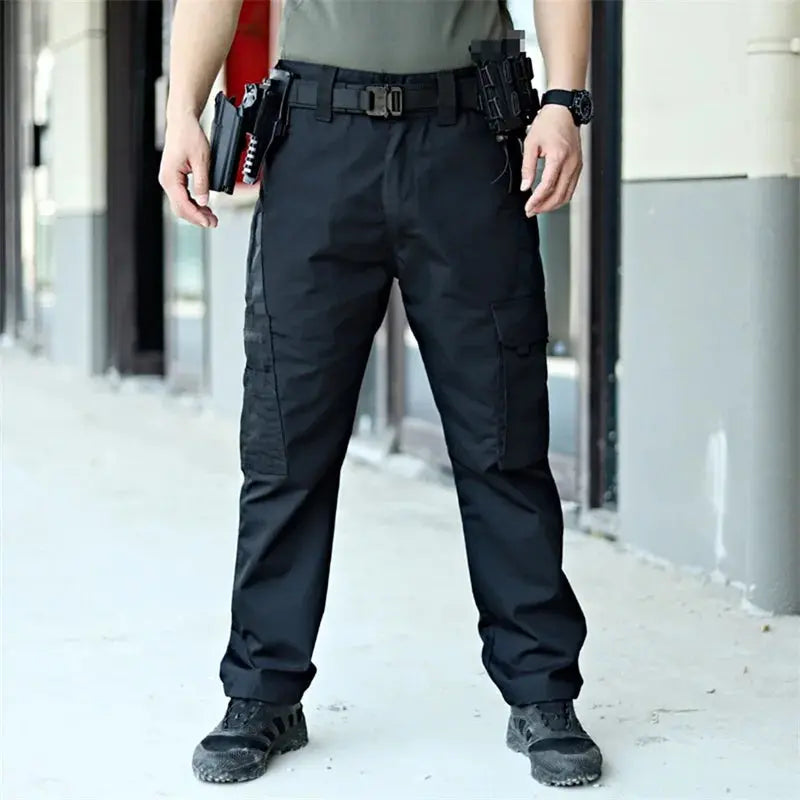 Men s Tactical Cargo Pants Lightweight Elastic Waist Outdoor Work Trousers with Multi-Pockets for Hiking and Camping Halalzen UK