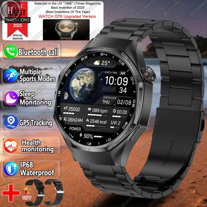 2026 New Watch 6 Pro Smart Watch AMOLED Screen GPS Tracker HD Bluetooth Call Waterproof Sports Health Monitoring Smartwatch Men HALALZEN