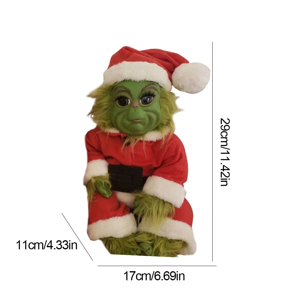 Stuffed Plush Toys Silicone Green Monster Doll Soft Christmas Decorations Plush Toy Green Hair Monster Plush Toy Xmas Kids Gifts