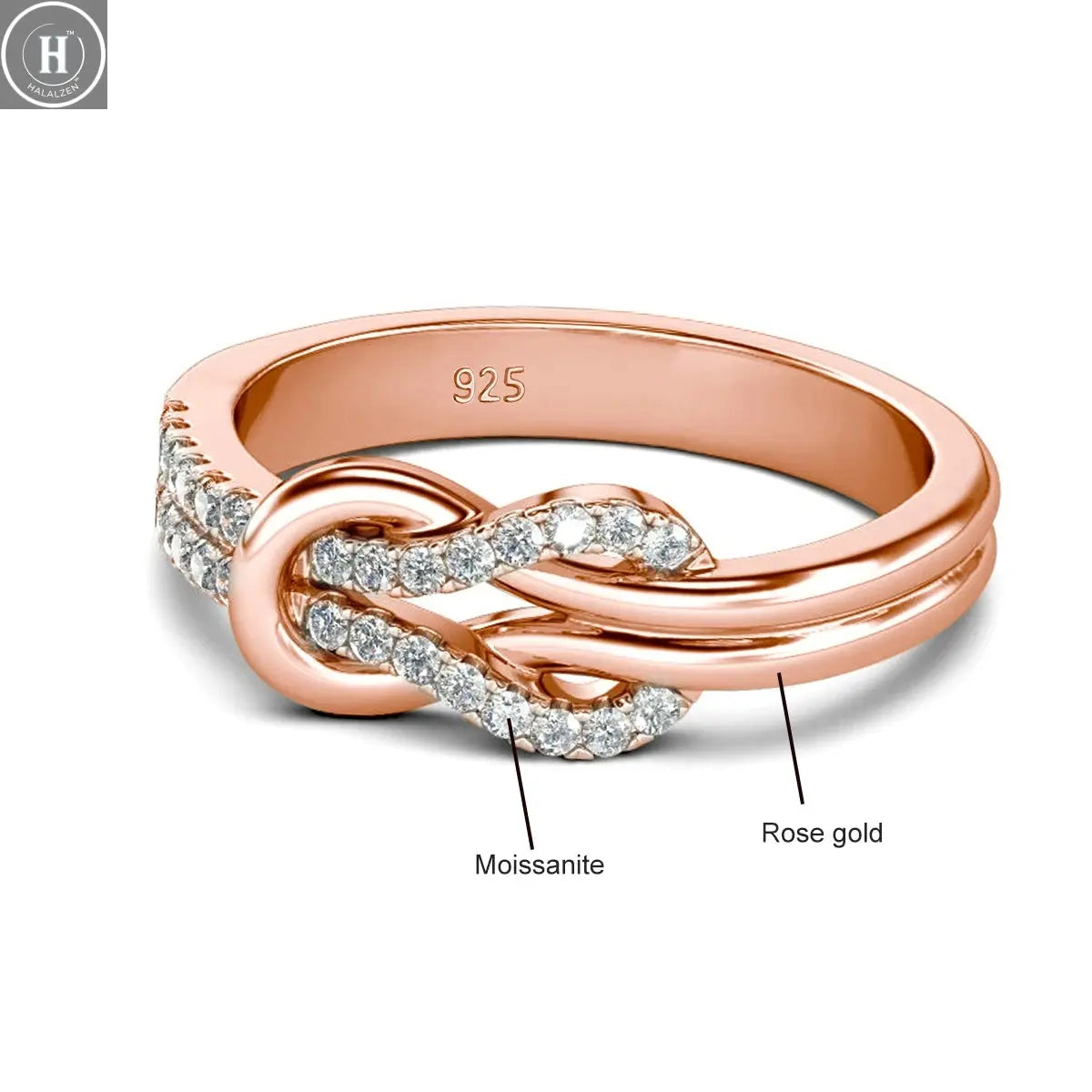 Kirin Palace 750 18K 14K Rose Gold Moissanite Ring for Women D VVS Solitaire Matching Wedding Diamond Band Engagement Christmas HALALZEN