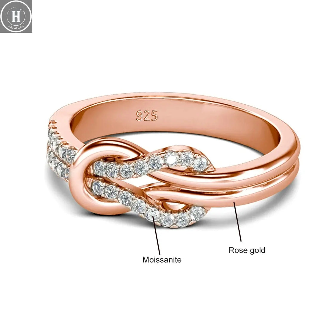 Kirin Palace 750 18K 14K Rose Gold Moissanite Ring for Women D VVS Solitaire Matching Wedding Diamond Band Engagement Christmas HALALZEN