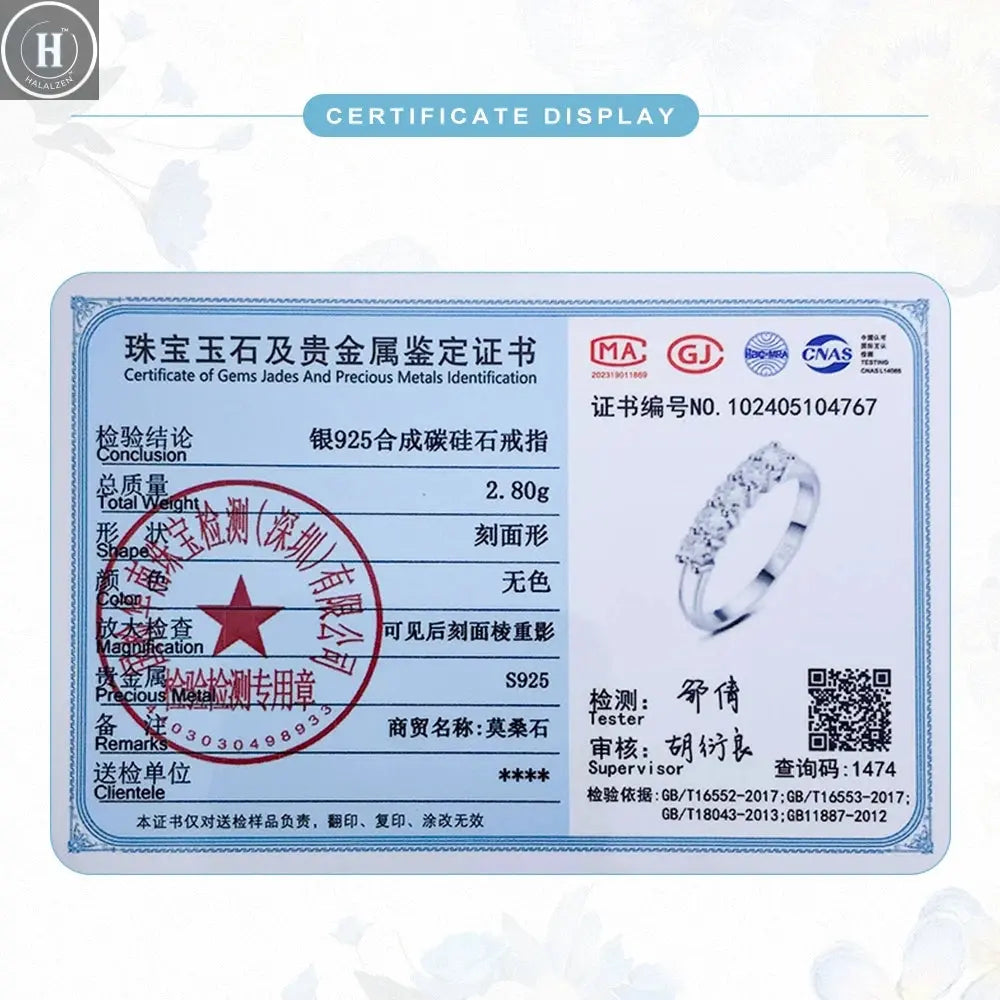 5pcs Stones Moissanite Diamond Ring for Woman Silver 925 100% Rose Gold Plated Fine Jewelry with Certified Engagement Gifts HALALZEN