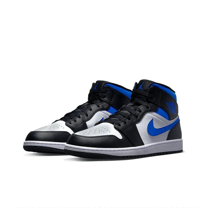 Original Air Jordan 1 Mid "Light Smoke Grey" "Wolf Grey"For Men's Retro Classic Basketball Sneakers Shoes