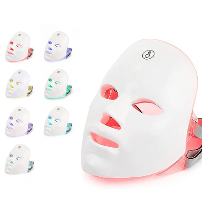 7-Color LED Facial &amp; Neck Light Therapy Mask