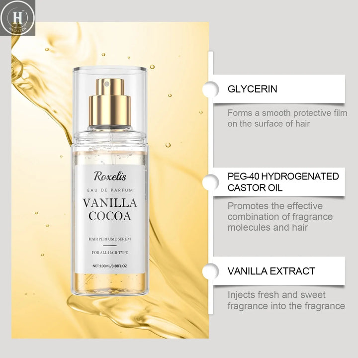 Roxelis Vanilla Cocoa Hair Care Perfume Spray Body Fragrance Spray Gives Out Fresh Fragrance and Adds Fragrance to the Hair HALALZEN