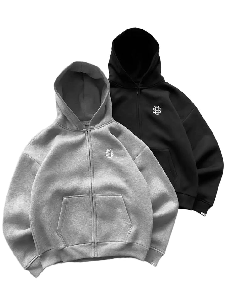 Casual Zip-up Hoodies for Women with Embroidered Patterns Fall Jackets Autumn Fashion Simple Style Outer Hoodie Jacket Unisex