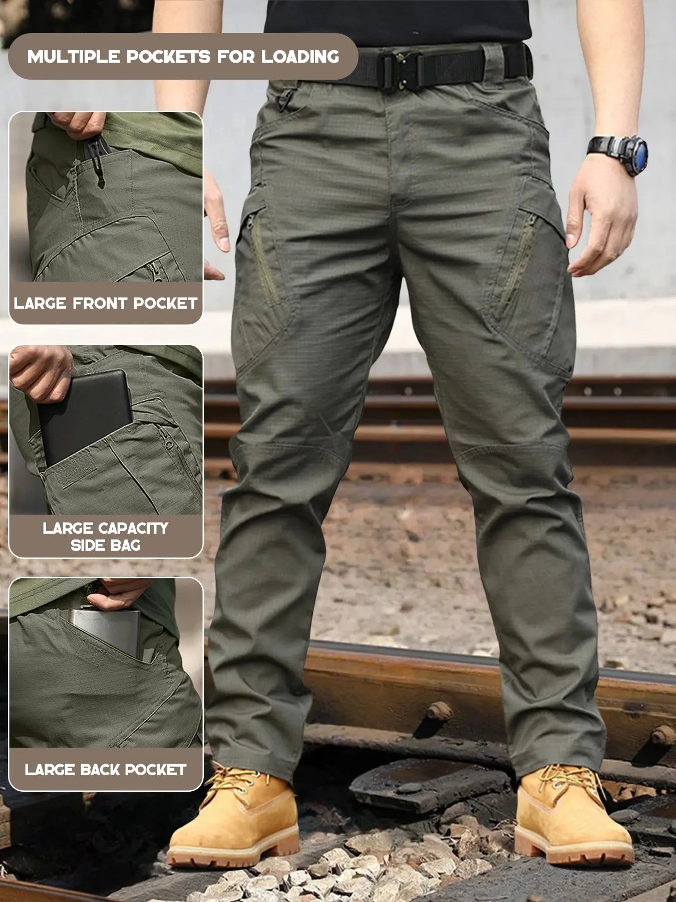 Tactical Work Pants Series New Men's IX9 Tactical Pants Multi-Pocket Large Capacity Training Pants Commuter Pants Wear-resistant Halalzen UK