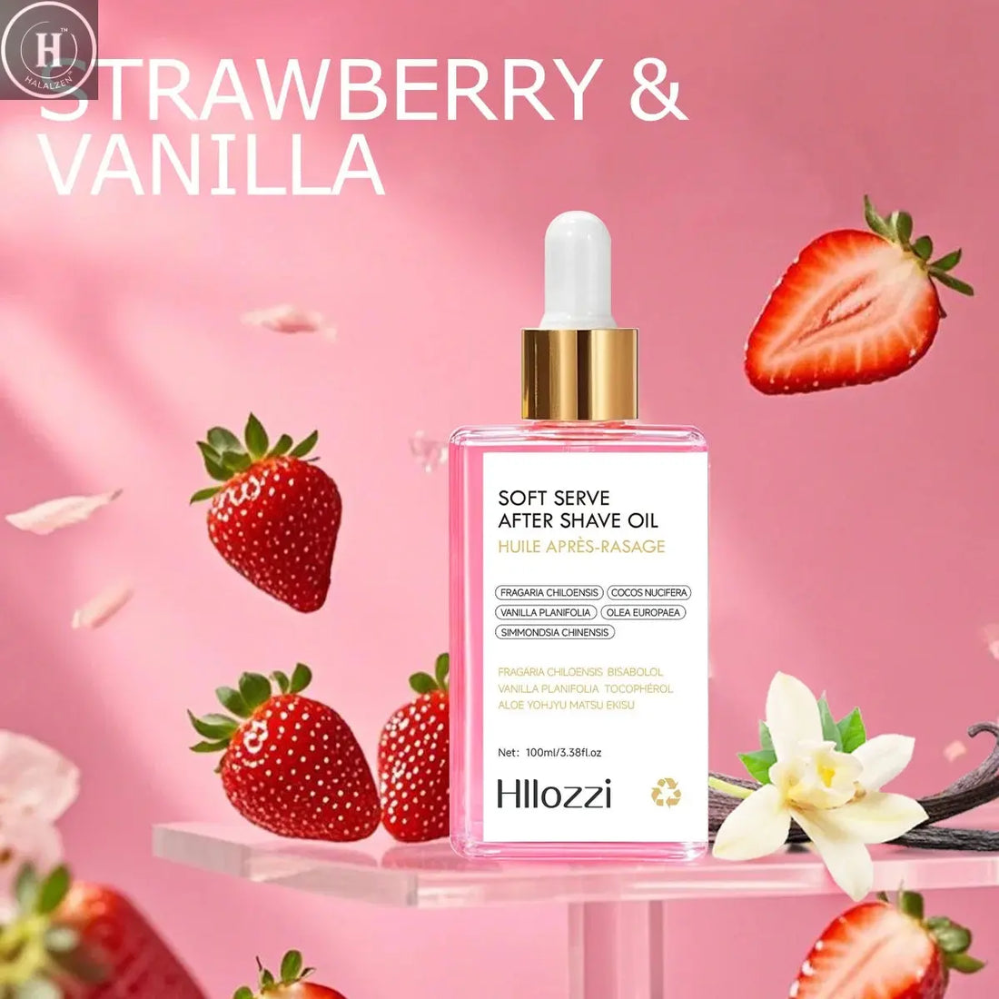 100ml/3.38f.oz Strawberry soft serve after shave oil Deeply hydrating and nourishing the skin Men & Women Hydrating Serum HALALZEN