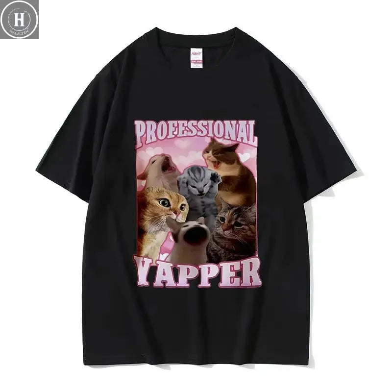 Professional Pussy Eater Funny Cat Lover Tee Shirt Men's Casual Fashion Clothing T-shirt Unisex 100% Cotton Oversized T Shirts HALALZEN