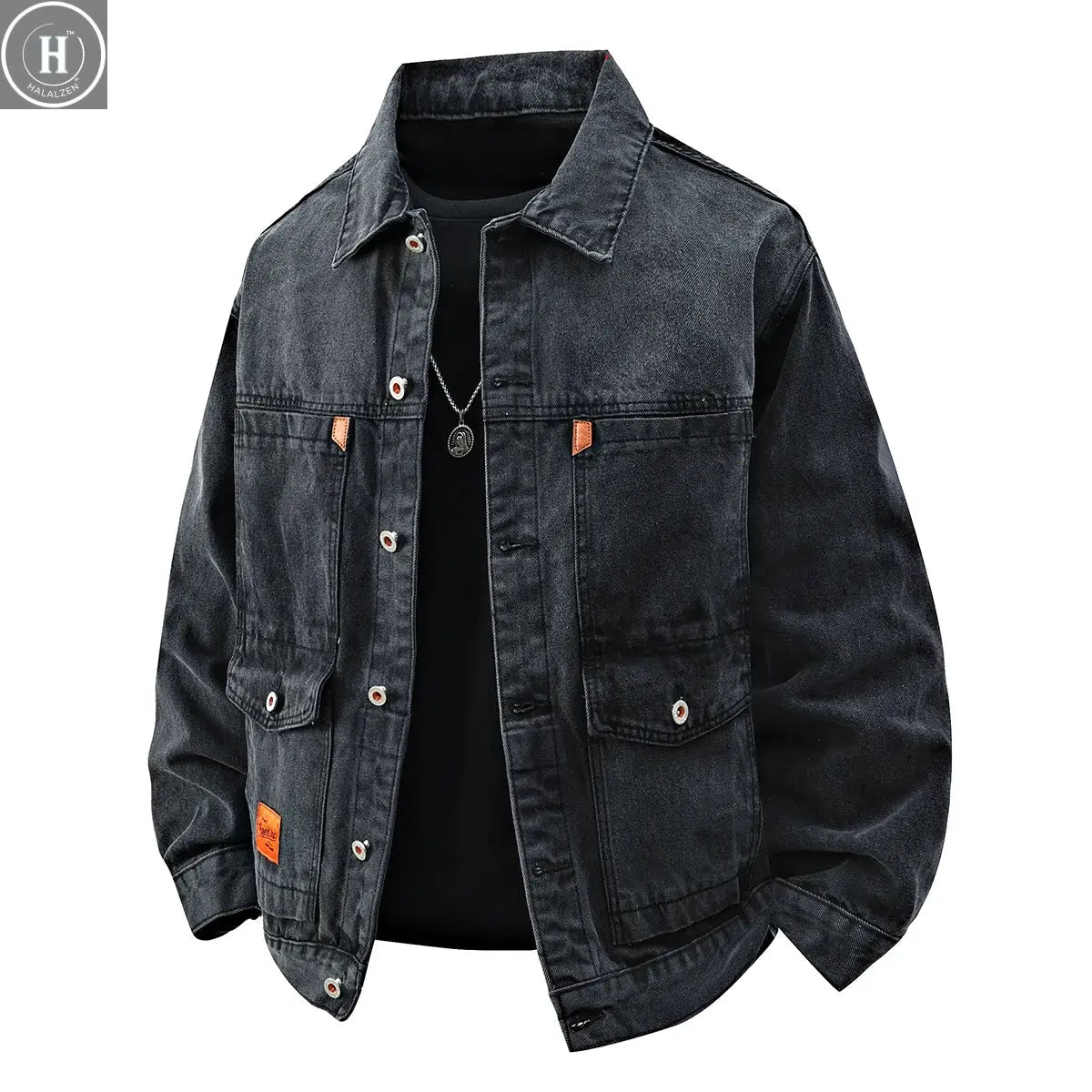 Autumn and Spring Fashion Trend Outdoor Sports Vintage Workwear Denim Jacket Men's Casual Loose Plus Size High Quality Outerwear HALALZEN
